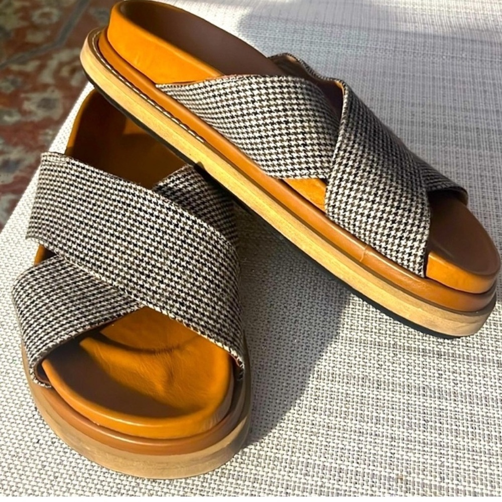 Alohas Marshmallow Harris Check Fabric
Comfort Slingback Sandal Size US 10 EU 40